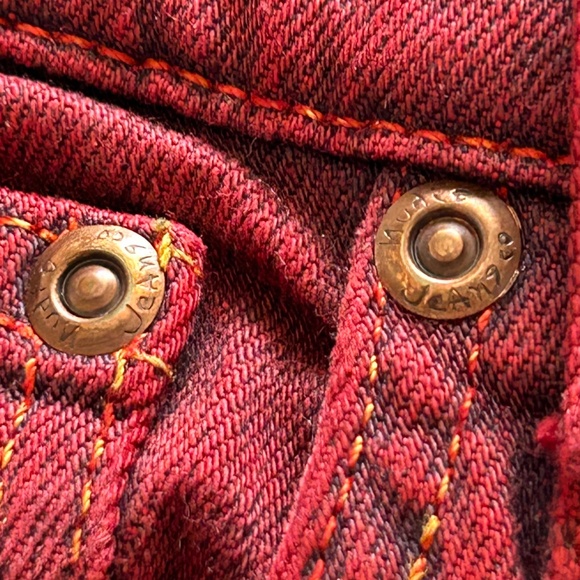 Nudie Jeans Thin Finn Organic Cotton Slim Fit Icon Red Waist Size 31 Unisex - Picture 5 of 15